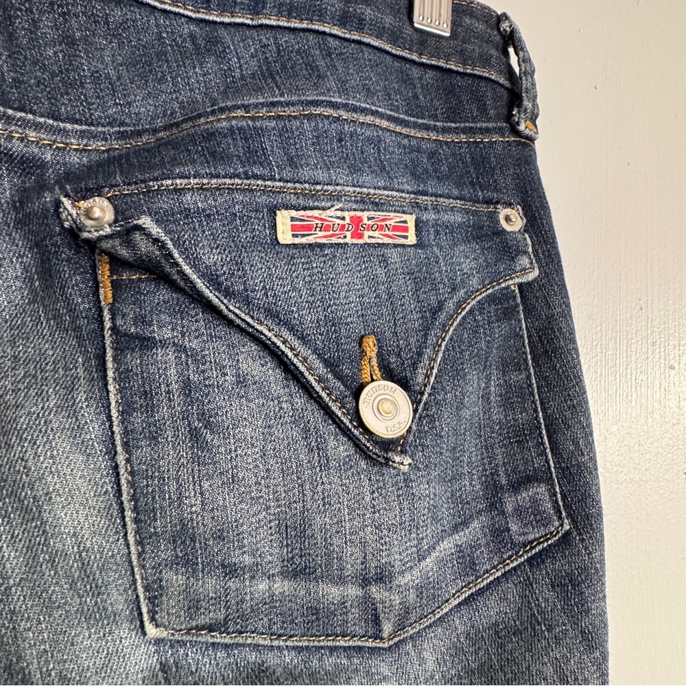Hudson Women’s Bacara Crop Straight Cuffed Jeans Classic Blue Denim - Size 27 - Picture 4 of 11